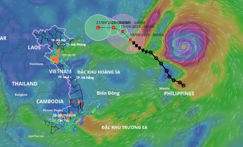 Cơn bão Ragasa mới hình thành khả năng đi vào Biển Đông ngày 23/9 và sẽ ảnh hưởng đến đất liền nước ta. Ảnh: Dân Trí