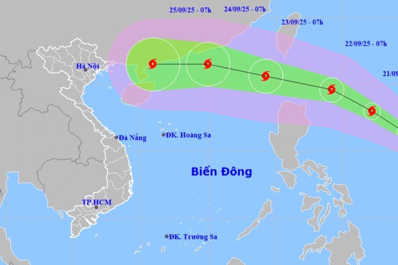 Bão Ragasa khả năng ảnh hưởng đến nước ta khoảng ngày 24-25/9 (Ảnh: NCHMF).