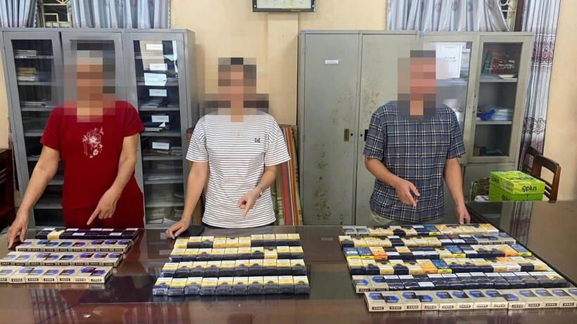 3 trường hợp vi phạm về buôn bán thuốc lá điếu nhập lậu. Ảnh: Công an tỉnh Thái Nguyên.