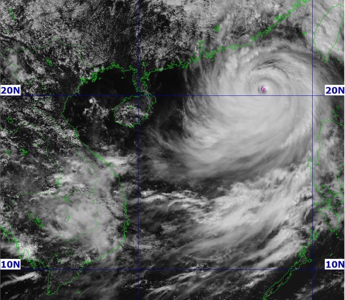 Hình ảnh vệ tinh về bão số 9 (Ragasa). Ảnh: Trung tâm Dự báo khí tượng thủy văn quốc gia