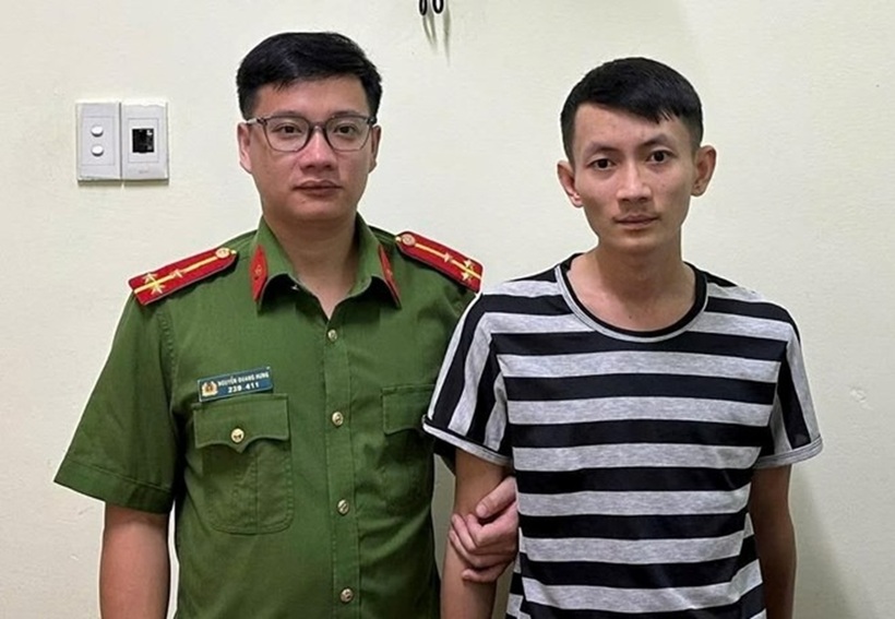 Đối tượng truy nã Lưu Hải Bằng tại cơ quan chức năng. Ảnh: Công an Quảng Trị