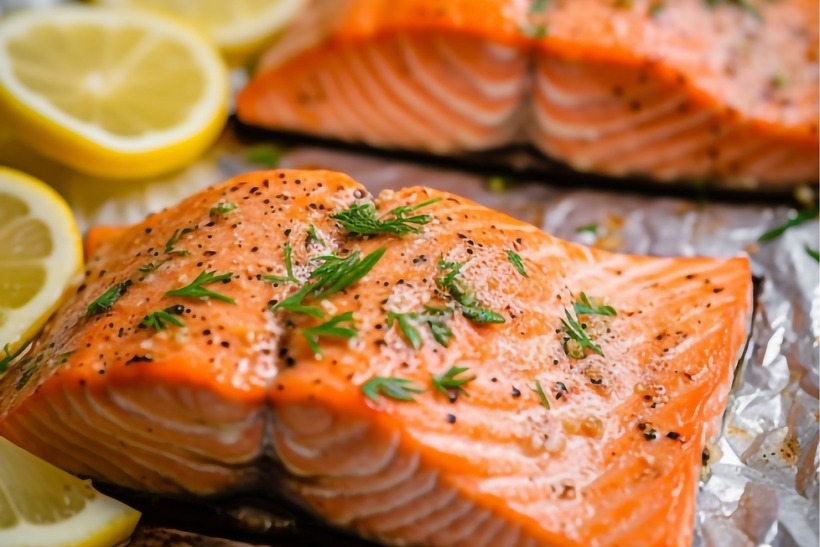 Cá hồi chứa nguồn protein, omega-3 và vitamin dồi dào.