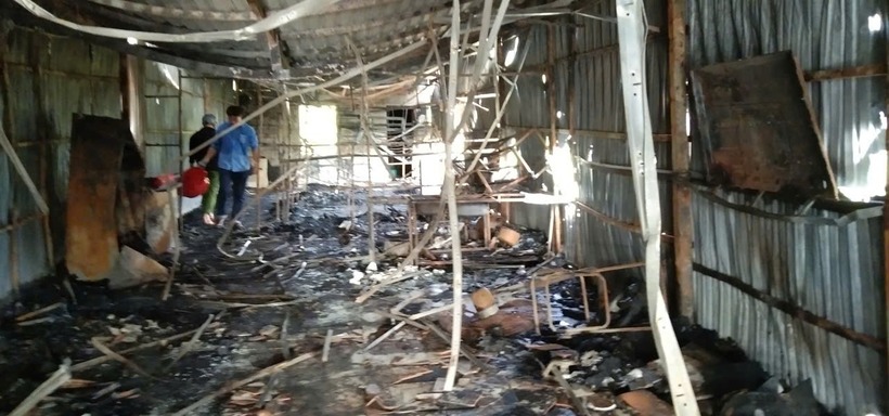 Hiện trường vụ cháy nhà khiến một bé trai 9 tuổi tử vong ở Cà Mau. Ảnh: Tiền phong