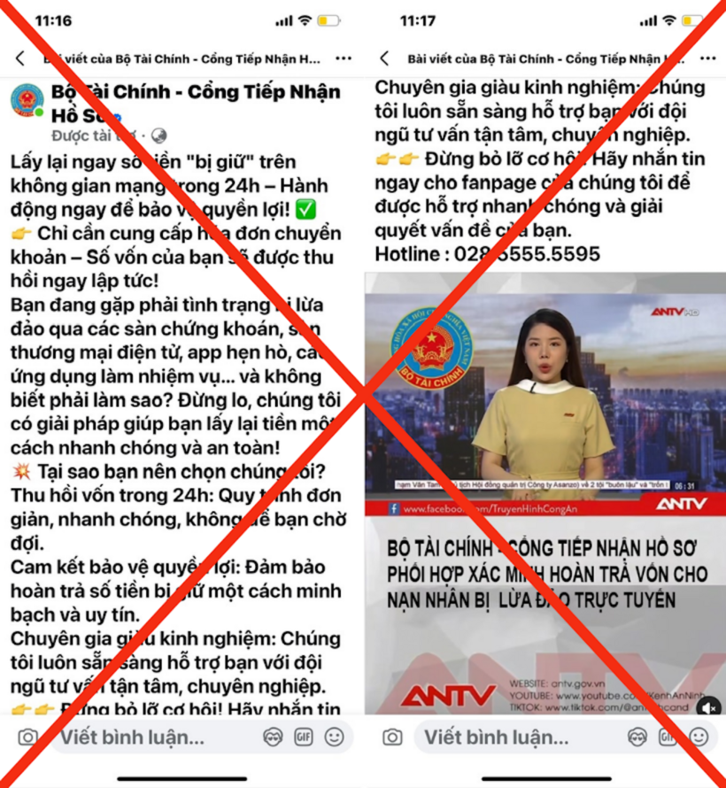 Trang facebook giả mạo Bộ Tài chính