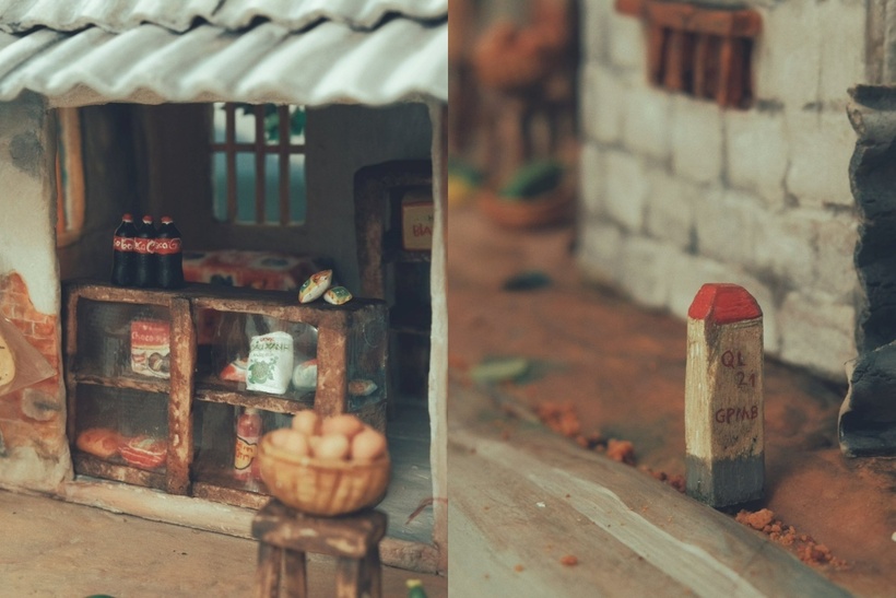 Những chi tiết khó làm, tưởng như “bất khả thi” như túi nylon, tấm kính cửa sổ hay giàn mướp xanh mướt cũng được cô khéo léo biến thành phiên bản ăn được. Ảnh: VTC News.