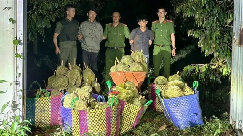 Nguyễn Văn Mến và Trần Bách Quí cùng tang vật. Ảnh: PLO.