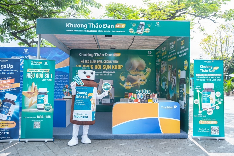 Gian hàng trải nghiệm của Khương Thảo Đan tại Chung kết Giải chạy báo Hà Nội Mới mở rộng lần thứ 50