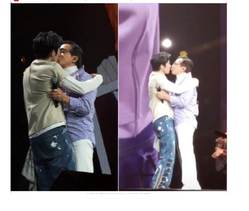 Nụ hôn của Thành Long và Vương Lực Hoành. Ảnh: Tiền phong