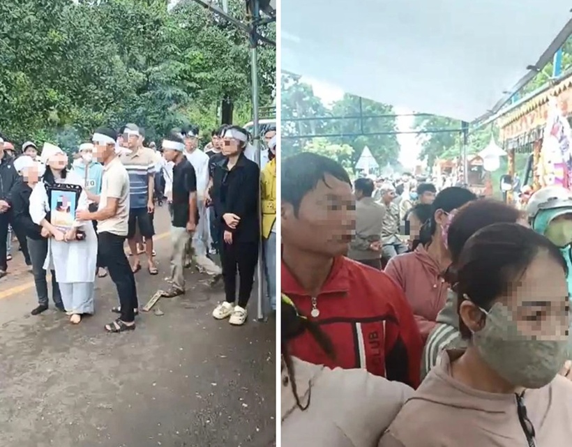 Người dân tiếc thương đưa tiễn 2 vợ chồng hiền lành, hay giúp đỡ người khác bị kẻ thủ ác sát hại. (Ảnh: Thanh niên)