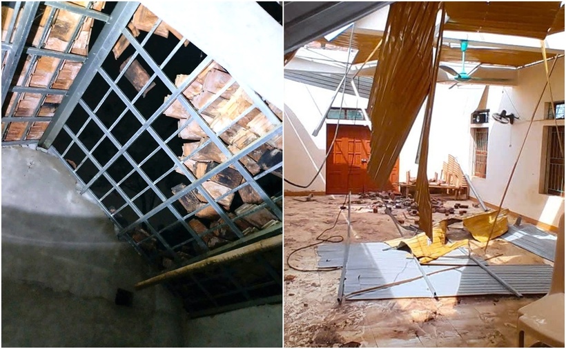 Hậu quả của trận lốc xoáy ở Nghệ An. (Ảnh: Tiền phong)