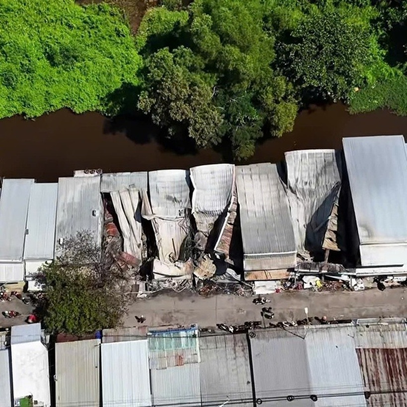 Khu vực xảy ra cháy nhìn từ trên cao. (Ảnh: Thanh niên)