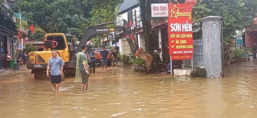 Mưa lớn gây ngập cục bộ tại 1 số nơi ở Sơn La. (Ảnh: VTV)