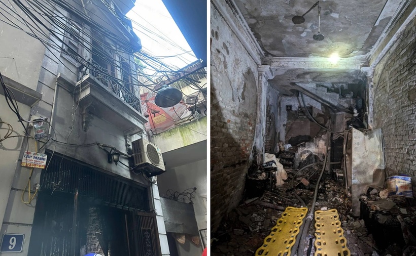 Hiện trường vụ cháy khiến 5 người tử vong. (Ảnh: Công an TP.Hà Nội)