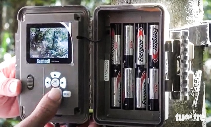 Chi cục Kiểm lâm tỉnh An Giang đang chuyển bẫy ảnh từ Phú Quốc về Hòn Sơn để xác minh nhóm động vật có lông trắng xuất hiện trên đỉnh Ông Rồng có phải là khỉ trắng hay không. Ảnh: Tuổi trẻ Online