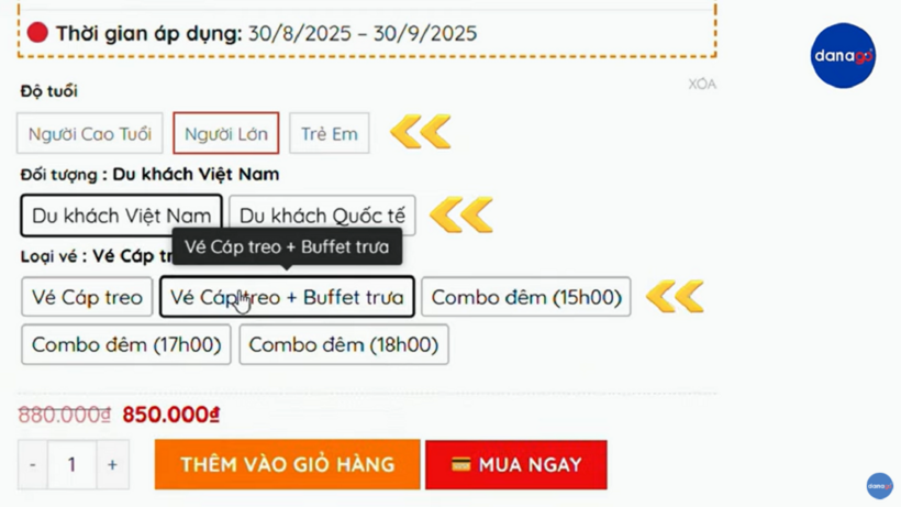 Vé chính hãng đi kèm nhiều ưu đãi hấp dẫn trên Danaticket.com.