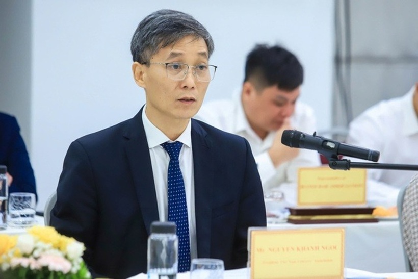 Bí thư Đảng ủy, Chủ tịch Hội Luật gia Việt Nam Nguyễn Khánh Ngọc phát biểu tại cuộc làm việc.