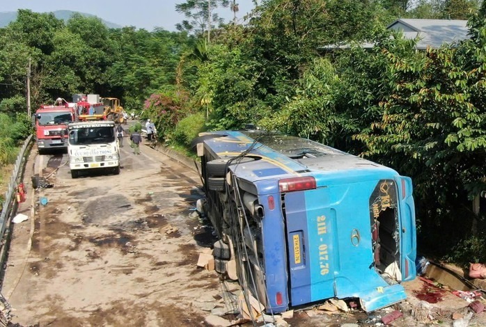 Hiện trường vụ tai nạn giao thông. Ảnh: Người lao động