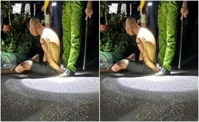 Lực lượng chức năng Lào Cai bắt giữ đối tượng giết người. (Ảnh: Lao động)
