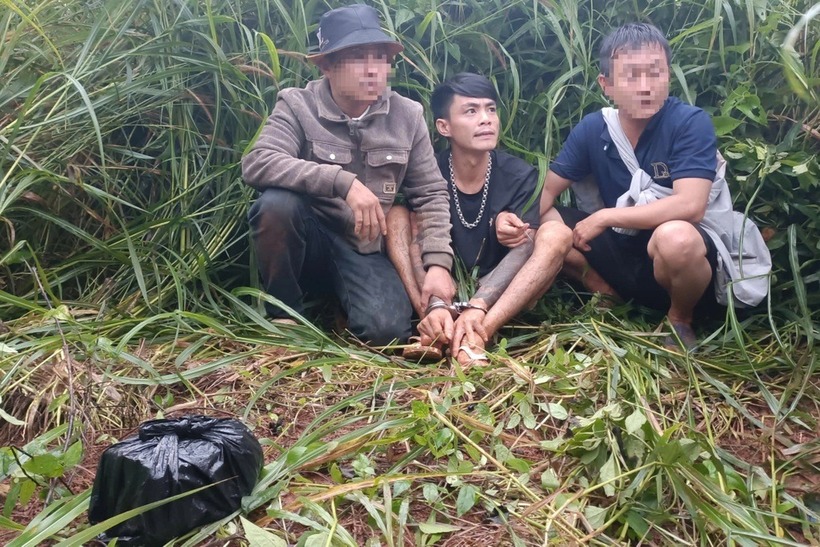 Công an mật phục, bắt Nguyễn Ngọc Quyền giấu 2,5 bánh heroin trong rẫy cà phê. Ảnh: Dân trí