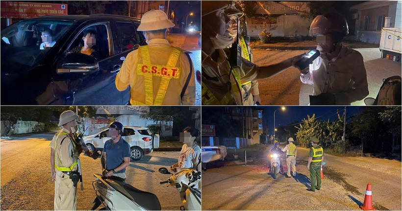 Đội CSGT đường bộ số 11 triển khai tại Đường liên xã Hạ Bằng (H24) thuộc thôn Vân Lôi, xã Hạ Bằng.