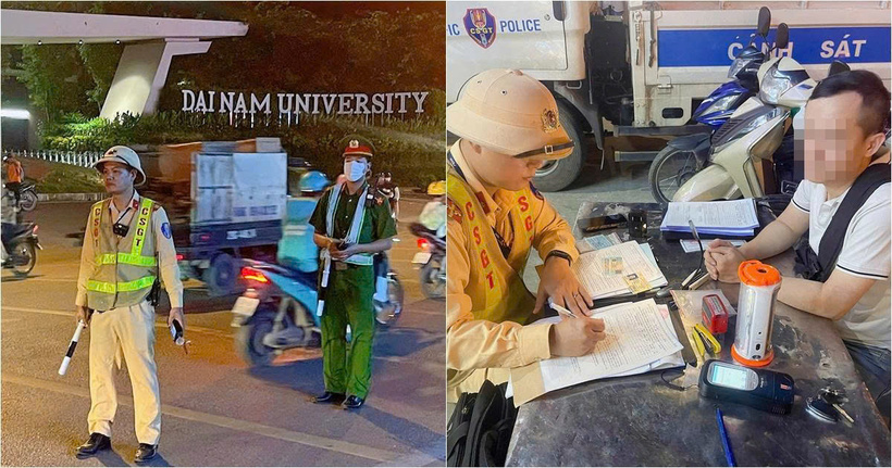 Đội CSGT đường bộ số 10 triển khai kiểm soát trên tuyến QL21B tối 20/10.