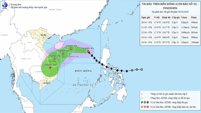 Dự báo trong 24 giờ tới, bão di chuyển theo hướng tây tây bắc với tốc độ khoảng 20 km/giờ và có khả năng mạnh thêm.