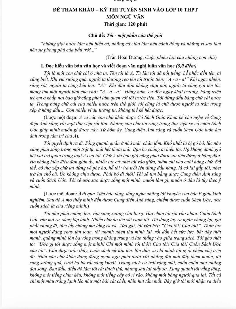 Sở GD&ĐT TP.HCM công bố cấu trúc, đề thi tham khảo vào lớp 10 THPT năm 2026 - 1