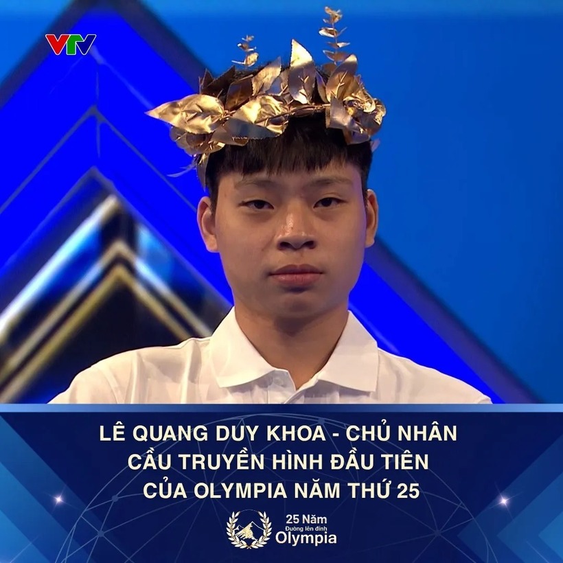 Lê Quang Duy Khoa - thí sinh đầu tiên giành tấm vé vào chung kết năm Olympia đến từ Trường THPT chuyên Quốc học Huế. Ảnh: VTV Times