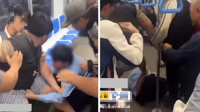 Nam bảo vệ bị hai thanh niên tấn công trên tuyến Metro số 1. Ảnh: Pháp luật TP.HCM
