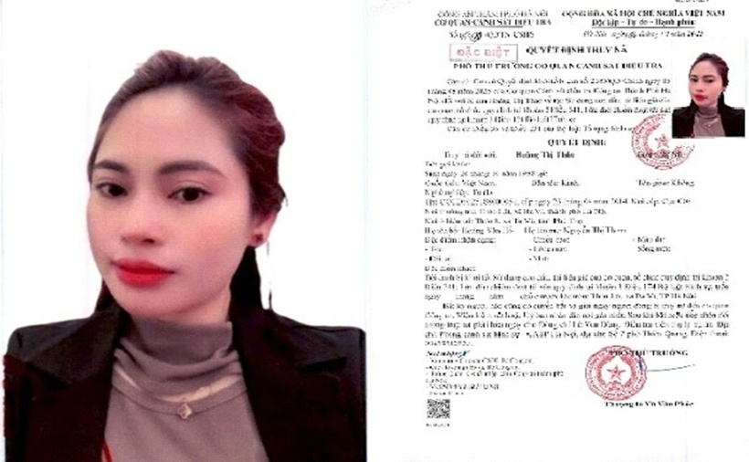 Quyết định truy nã Hoàng Thị Thảo. (Ảnh: Cơ quan công an)