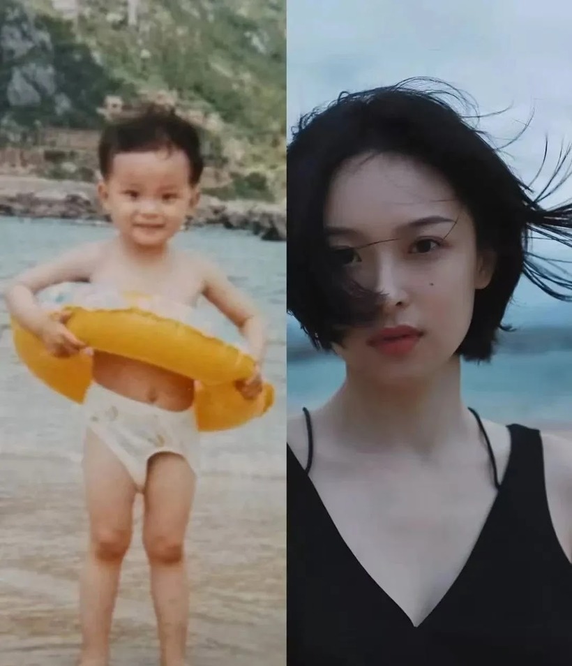 Cư dân mạng so sánh bức ảnh của Zeng Shuangyi lúc cô còn nhỏ và khi đã trưởng thành. Ảnh: Min News