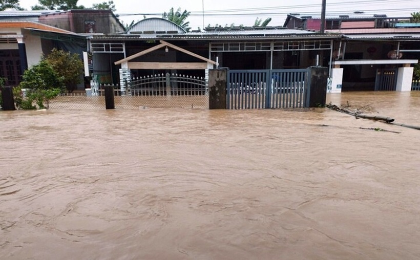 Nhiều xã, phường vùng hạ du sông Thu Bồn, Vu Gia bị ngập sâu. Ảnh: VTC News