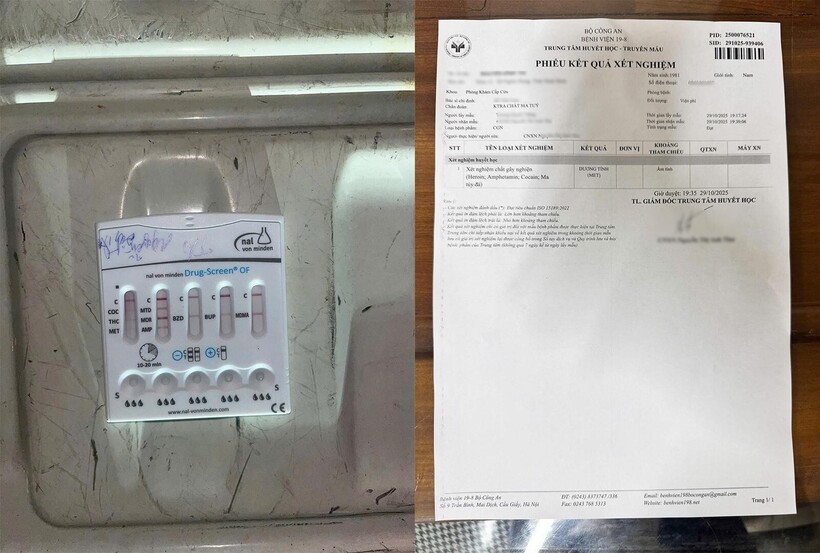 Kết quả test nhanh và chuyên sâu thể hiện tài xế dương tính với ma tuý đá.