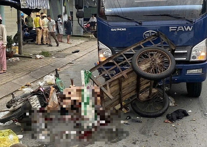 Hiện trường vụ tai nạn. Ảnh: Báo Người lao động.