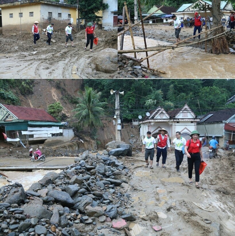 Các cán bộ công nhân viên của PVFCCo - Phú Mỹ luôn có mặt kịp thời tại các vùng bão, lũ để hỗ trợ người dân.