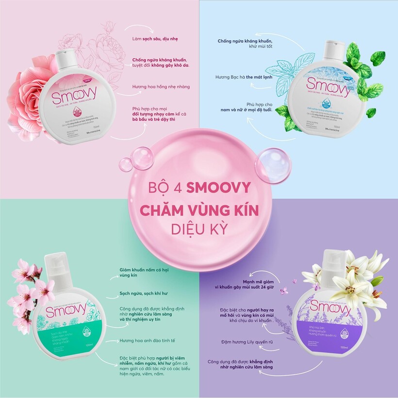 Bộ bốn sản phẩm DDVS phụ nữ Smoovy đáp ứng đa dạng nhu cầu vùng kín