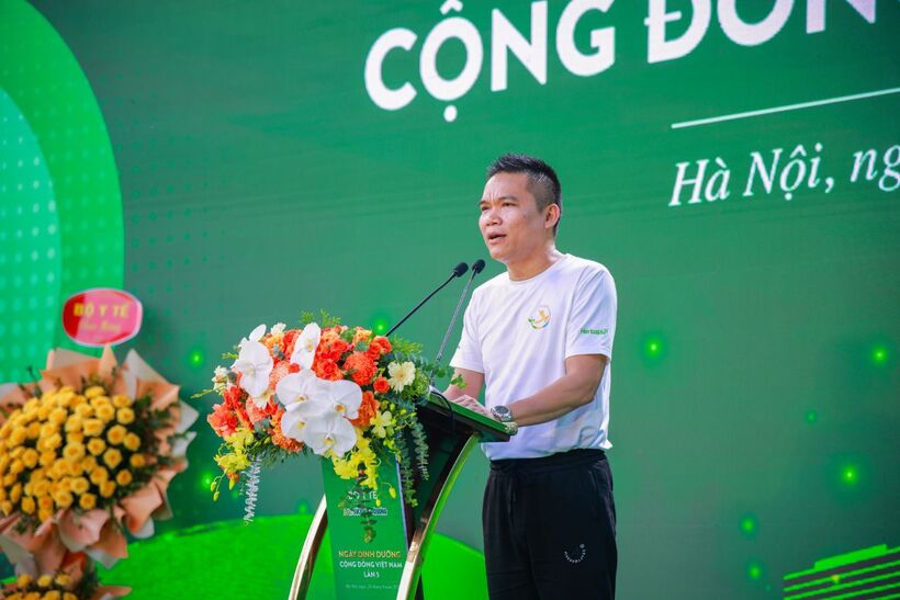 Ông Nguyễn Thành Đạt - Giám đốc Truyền thông cấp cao Herbalife Việt Nam phát biểu tại chương trình “Ngày Dinh dưỡng cộng đồng Việt Nam” lần 5.