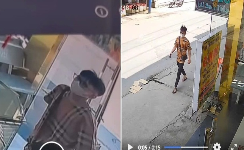 Đối tượng đi vào trong tiệm vàng. (Ảnh: Lao động)