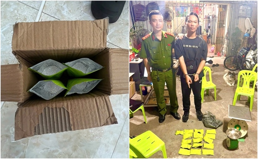 Đối tượng Phùng Trung Dũng cùng số tang vật bị thu giữ. (Ảnh: Cơ quan công an)