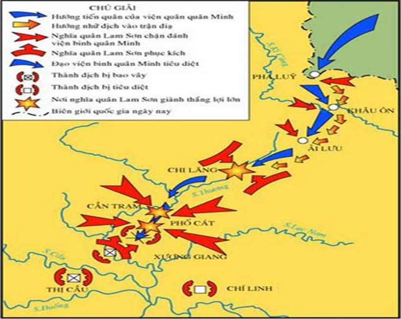 Lược đồ trận Chi Lăng - Xương Giang, tháng 10/1427