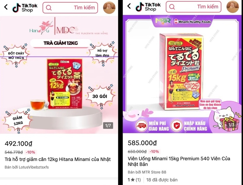 Tính đến thời điểm hiện tại, trên nền tảng Tiktok vẫn quảng cáo loại sản phẩm nêu trên. Ảnh chụp màn hình