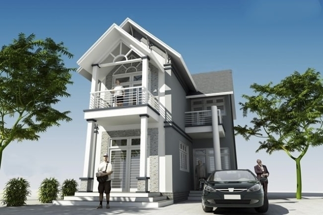 Thiết kế nhà 2 tầng chữ L kết hợp với hoạt động kinh doanh tạo nên kiến trúc độc đáo, thu hút. Chiều dài của thiết kế chữ L được sử dụng để làm khu vực đỗ xe kết hợp với một phần khoảng sân rộng để sinh hoạt cho gia đình. Phía đầu chữ L còn tận dụng dùng làm không gian kinh doanh. Ảnh:khoandiachatvn
