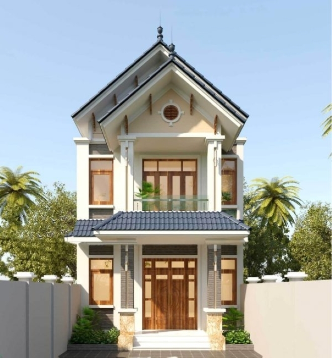 Mẫu nhà ống 2 tầng 6x12m mái thái thanh lịch. Ảnh: Wedo Architecture & Construction