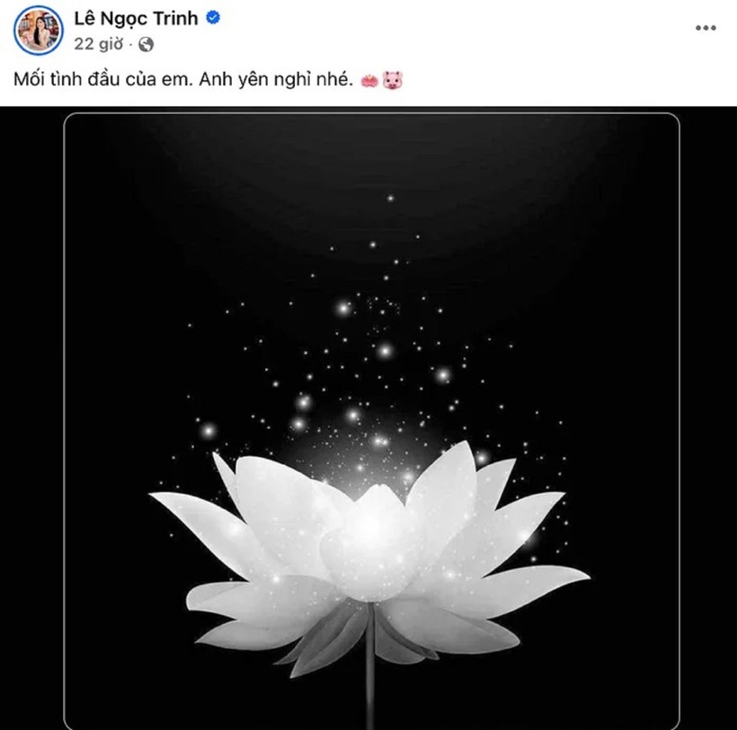 Bài đăng thông báo tin buồn của diễn viên Ngọc Trinh trên trang cá nhân.