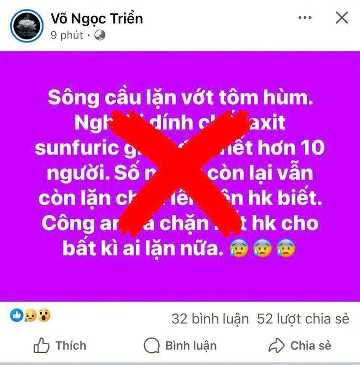 Thông tin "lặn vớt tôm hùm 10 người chết nghi bị dính chất axit" là bịa đặt. Ảnh: TTO