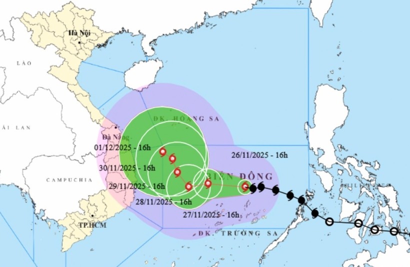 Hướng di chuyển của bão Koto. Ảnh: NCHMF.