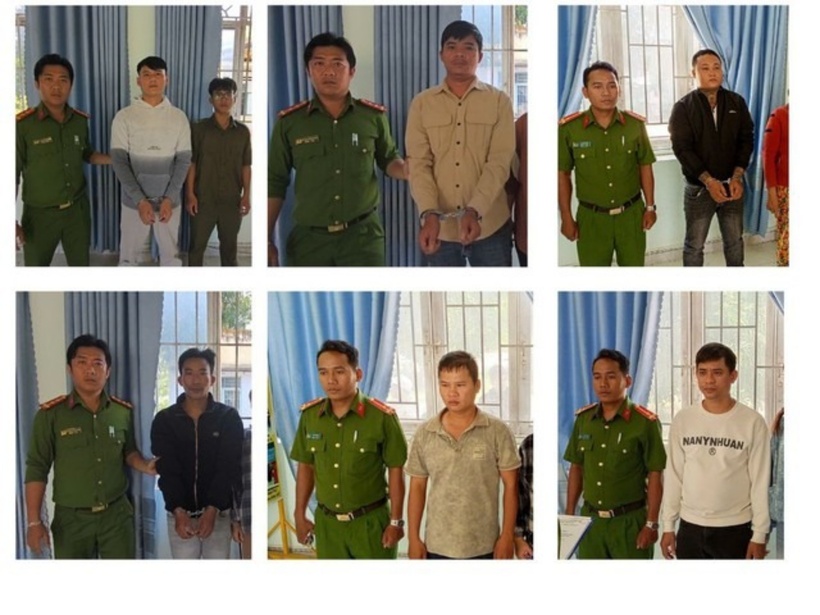 Nhóm đối tượng bị khởi tố. Ảnh: Công an tỉnh Khánh Hòa.