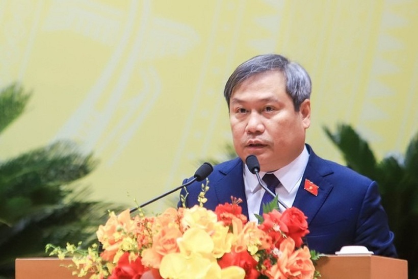 Tân Chủ tịch UBND Thành phố Hà Nội Vũ Đại Thắng phát biểu (Ảnh: Hữu Thắng).