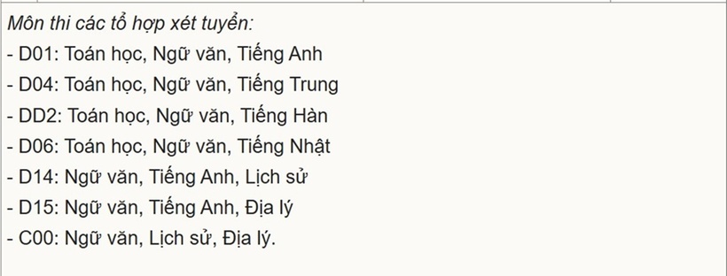 Tổ hợp xét tuyển trường Đại học Khoa học Xã hội và Nhân văn Hà Nội năm 2026.