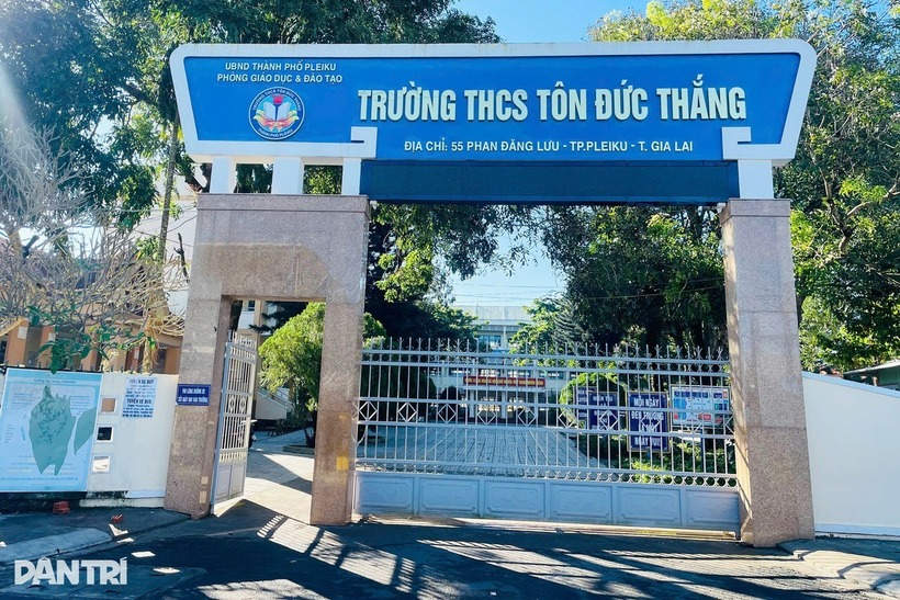 Trường THCS Tôn Đức Thắng nơi xảy ra vụ việc. Ảnh: Dân trí